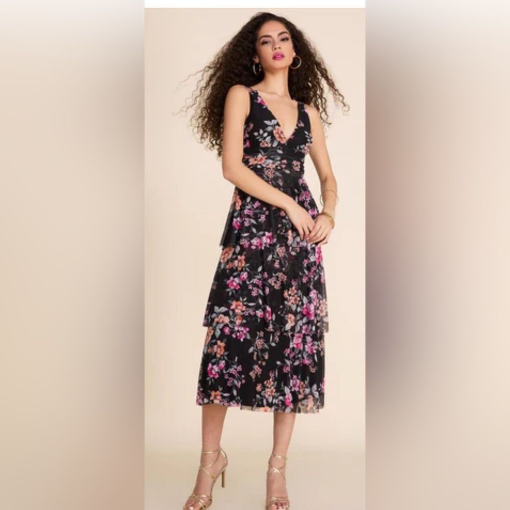 Le Chateau Pink and Purple Midi dress, NWT